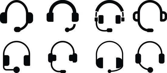Headphone customer support Customer service or customer support headset or headphones flat vector icon for apps and websites Support service. Vector isolated icons. Customer support