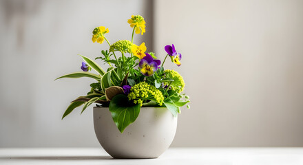 Vase of fresh flowers on white table symbolizing beauty simplicity and natural lifestyle in home decoration photography concept