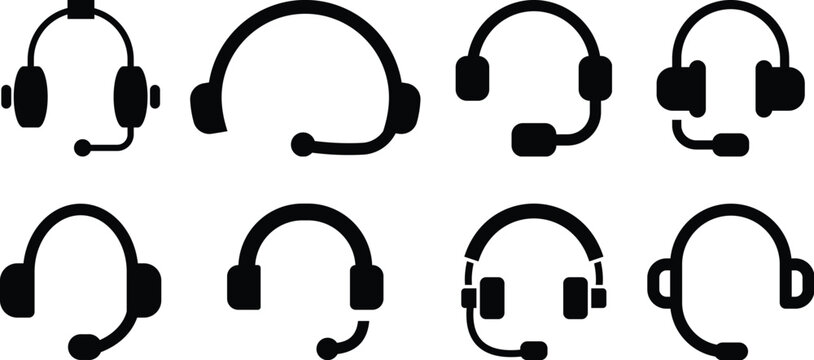 Headphone customer support Customer service or customer support headset or headphones flat vector icon for apps and websites Support service. Vector isolated icons. Customer support - Powered by Adobe