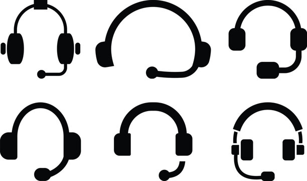 Headphone customer support Customer service or customer support headset or headphones flat vector icon for apps and websites Support service. Vector isolated icons. Customer support