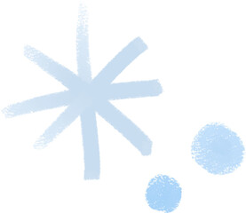 Snowflake Burst Brush + Two Small Dots (Hand-Drawn Pastel)