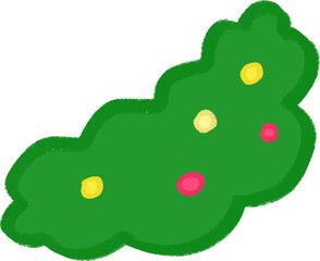 Hand-Drawn Christmas Garland Clipart — Green Holiday Garland with Red and Yellow Ornaments