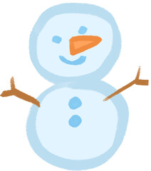 Cute Hand-Drawn Snowman Illustration – Winter Holiday Character in Crayon Style