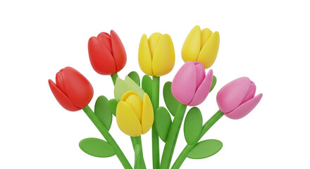 Obraz premium Vibrant bouquet of red, yellow, and pink tulips bursting with spring joy and fresh floral beauty, perfect for celebrations and seasonal decor.