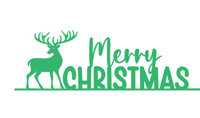  A peaceful Christmas scene with a reindeer, trees, and a Merry Christmas message