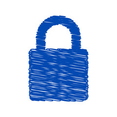Blue Scribble Lock Icon PNG Isolated on Transparent Background Representing Security and Privacy
