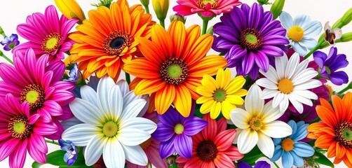 Vibrant vector illustration of birth month flowers arranged in a bouquet,  graphic,  art