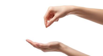 Female Hands Giving and Receiving Gesture Isolated on White Background
