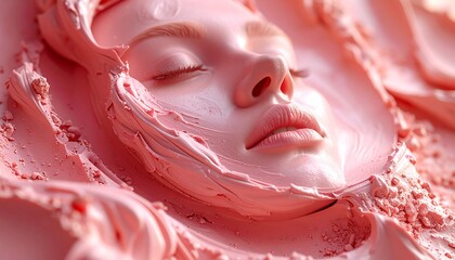 Highlighting the details of skin, lips, and eyelashes, creating an atmosphere of relaxation, self-care, and beauty. Perfect for beauty concepts, spas, skincare products, or abstract art.s