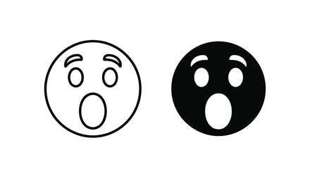Shocked face emoji in black and white, expressing surprise or disbelief.
