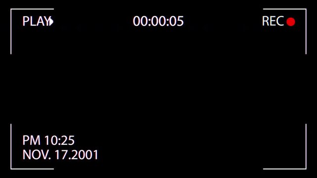 Vintage Camcorder Recording Overlay with Date, Time, REC, and PLAY Icons