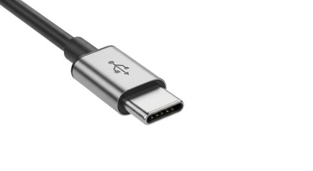 Modern USB-C Cable Connector Isolated on White Background