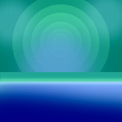 Abstract Teal to Deep Blue Gradient Background with Concentric Halo Rings Serene Abstract Aura for Wallpapers Designs and Digital Projects