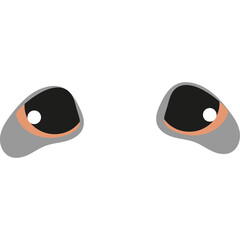 Close Up Of Cartoon Dog Eyes With Black Iris And Orange Pupils On Transparent Background In Flat Design Style