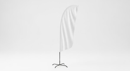 Vertical Blank White Feather Flag Banner Template, Isolated Object