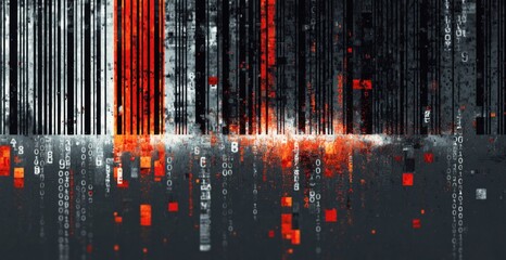Digital Data Stream: An abstract visualization of digital data flowing, represented by lines and elements, with a dynamic color palette. 