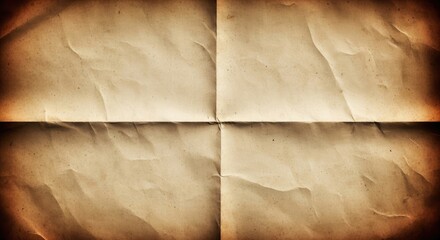 Vintage Crumpled Folded Paper Texture Background with Dark Vignette