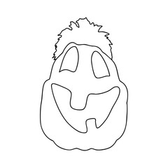 Outline for Coloring of Halloween Pumpkin. One of the Fall Holiday Symbol. Vector Illustration.