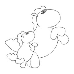 Outline for Coloring of Horse Plush Cute and Funny Toy. Vector Illustration.