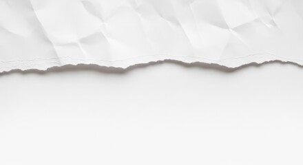 White Crumpled Torn Paper with Copy Space Background Design