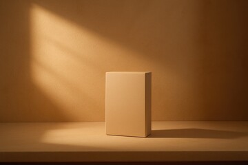 Rectangular Beige Box on Display Surface with Diagonal Light and Shadow container product
