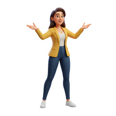 woman explaining idea using hand gestures, confident posture