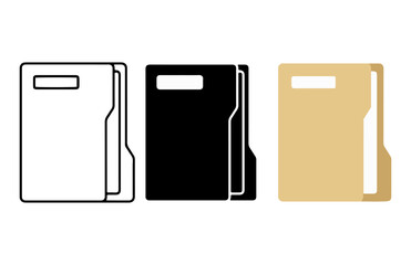 Document file folder icon set, flat minimal vector symbol