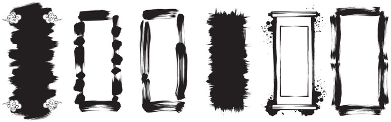 Dynamic collection of artistic black brush stroke frames and borders for creative projects