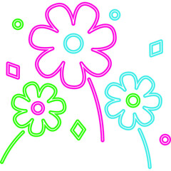 Neon Flower Doodle Decoration