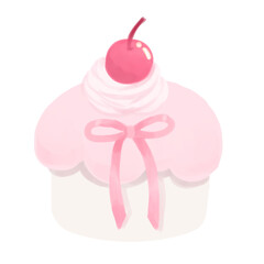 pink cupcake with cherry