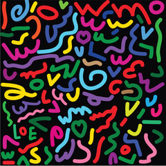 Abstract colorful vector seamless pattern with arrows, numbers, and floral leaf decoration