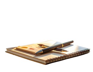 Artist s tools a paintbrush and sketchbook on a dark background