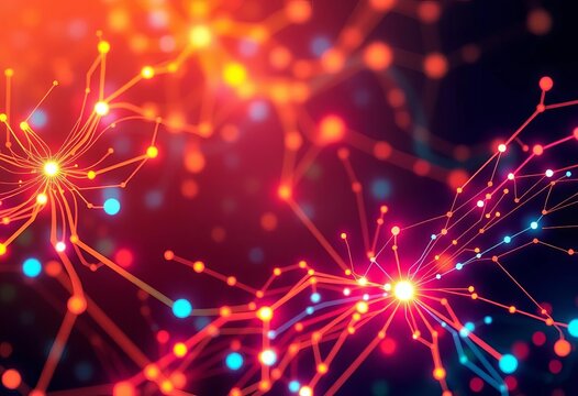 Abstract vector background with glowing circuit lines and nodes, technological design, vector, wallpaper