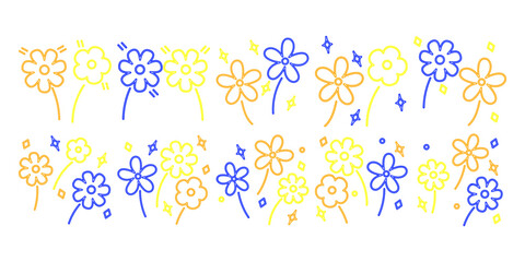 Neon Flower Doodle Decoration