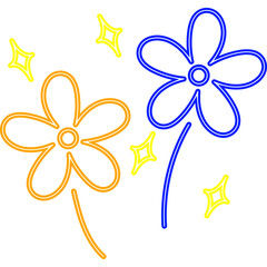 Neon Flower Doodle Decoration