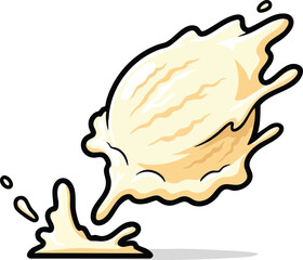 Illustration of a Splashing Creamy Liquid Cartoon Style With Outline and Shadow
