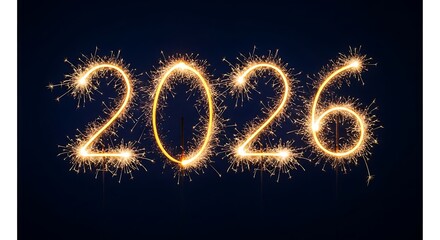 Sparkling 2026 number on dark background, happy new year celebration