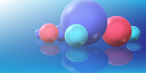 Colorful vector 3d color pastel balls, abstract illustration