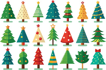 Obraz premium Stylized christmas trees collection festive holiday decoration
