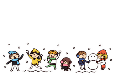 雪と子供のイラスト