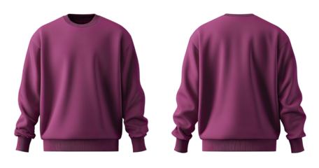 Magenta sweatshirt, front/back view, against black backdrop