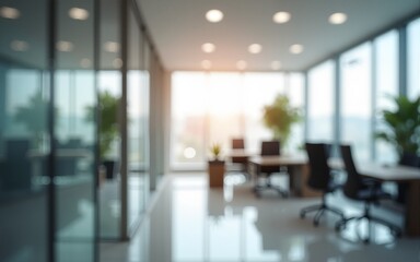 Empty office worksplace. Office interior business workspace. Blurred background. High quality
