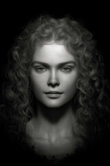 black and white 3d render style illustration of woman vertical mobile format 