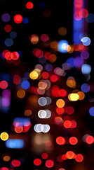 night traffic in the city mobile vertical format background wallpaper orange yellow blue green bokeh glowing red purple
