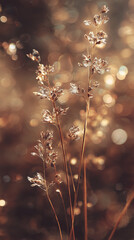 bokeh glitter golden foliage dew drops blurry background unfocused backdrop mobile vertical format wallpaper