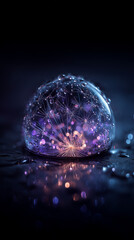 water drop on black background mobile vertical format background wallpaper purple blue glowing
