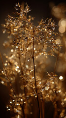 golden foliage dew drops blurry background unfocused backdrop mobile vertical format wallpaper gold glitter sparkle