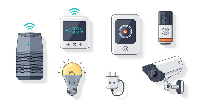 Smart Home Technology and Devices Illustrated with a Modern Flat Design Style