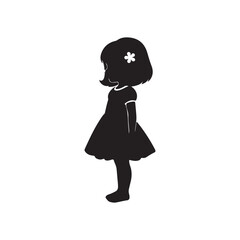 Beautiful small girl silhouette icon vector flat illustration