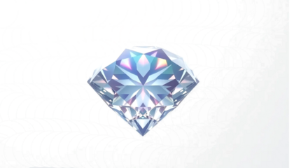 brilliant cut diamond, high transparency, realistic light dispersion, rainbow reflections, luxury minimal style, isolated transparent background.
